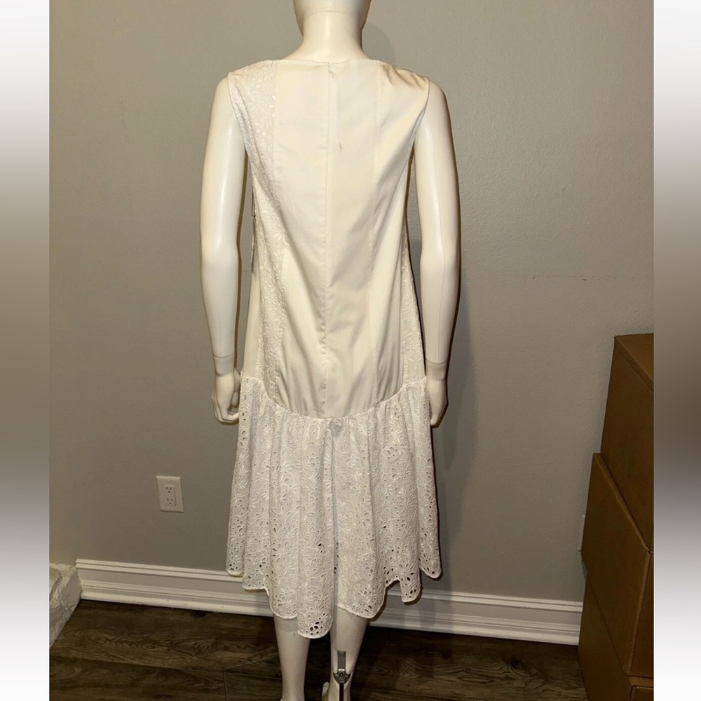 Adeam Intermix "Oceanic" white cotton embroidered drop waist boho midi dress XS - Picture 3 of 8